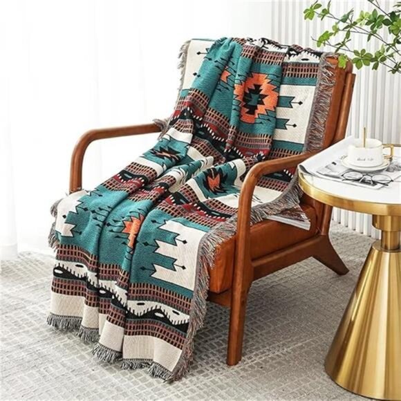 Boho Throw Blanket Southwestern Aztec Reversible Bed Couch Sofa Travel Outdoor - Picture 7 of 7